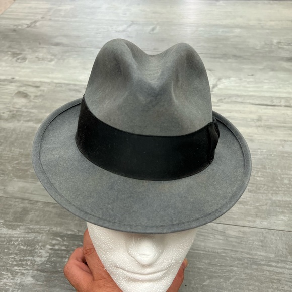 Vintage 1950’s Flechet Grey Fur Felt Fedora 6 5/8 - Picture 3 of 11